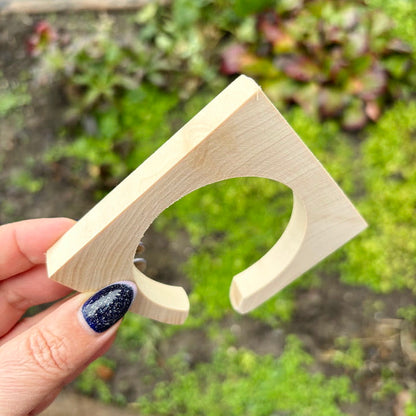 10 mm Wooden Square Bangle Blank with Cut Corner, Unfinished Linden Wood Bracelet Base, Natural Jewelry Making Supply