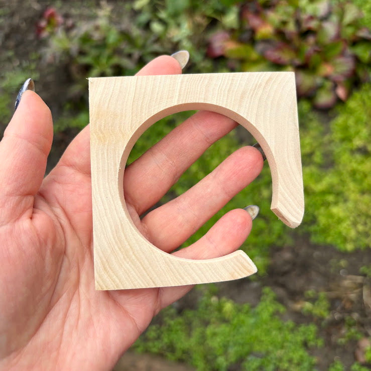 10 mm Wooden Square Bangle Blank with Cut Corner, Unfinished Linden Wood Bracelet Base, Natural Jewelry Making Supply