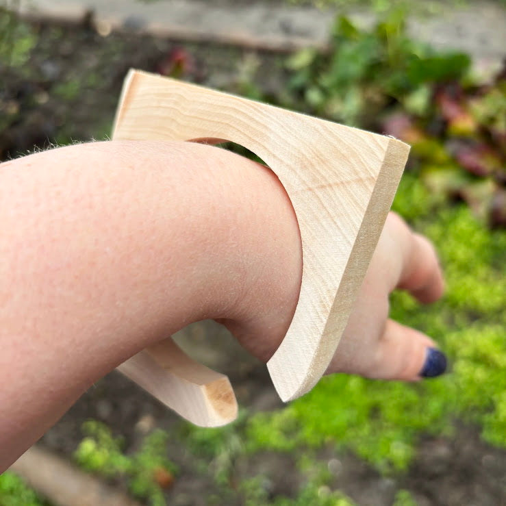 10 mm Wooden Square Bangle Blank with Cut Corner, Unfinished Linden Wood Bracelet Base, Natural Jewelry Making Supply