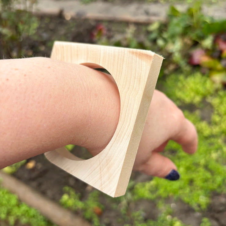 10 mm Wooden Square Bangle Blank with Cut Corner, Unfinished Linden Wood Bracelet Base, Natural Jewelry Making Supply