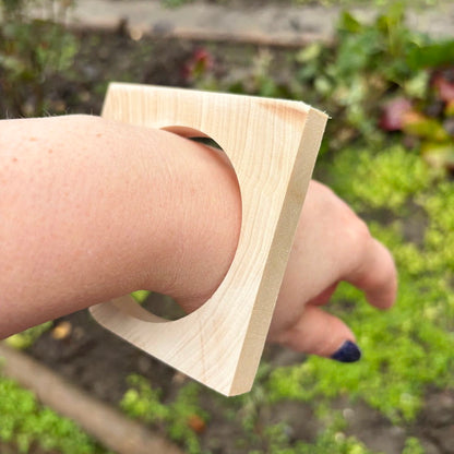 10 mm Wooden Square Bangle Blank with Cut Corner, Unfinished Linden Wood Bracelet Base, Natural Jewelry Making Supply