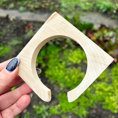 10 mm Wooden Square Bangle Blank with Cut Corner, Unfinished Linden Wood Bracelet Base, Natural Jewelry Making Supply