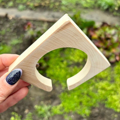 10 mm Wooden Square Bangle Blank with Cut Corner, Unfinished Linden Wood Bracelet Base, Natural Jewelry Making Supply