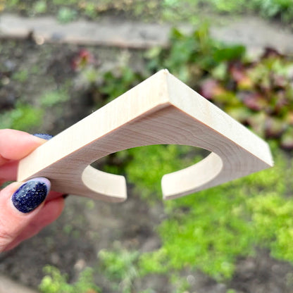 10 mm Wooden Square Bangle Blank with Cut Corner, Unfinished Linden Wood Bracelet Base, Natural Jewelry Making Supply