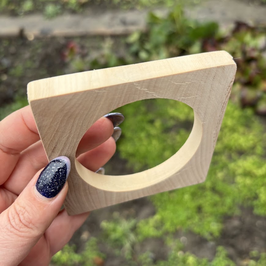 Square Bracelet Blank 10mm Thick, Unfinished Linden Wood Bangle for Crafting and DIY Jewelry