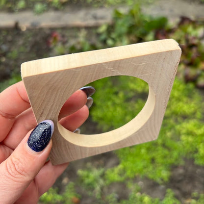 Square Bracelet Blank 10mm Thick, Unfinished Linden Wood Bangle for Crafting and DIY Jewelry
