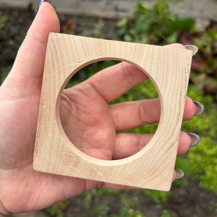 Square Bracelet Blank 10mm Thick, Unfinished Linden Wood Bangle for Crafting and DIY Jewelry