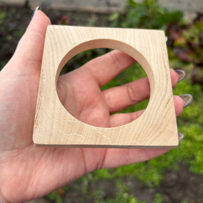 Square Bracelet Blank 10mm Thick, Unfinished Linden Wood Bangle for Crafting and DIY Jewelry