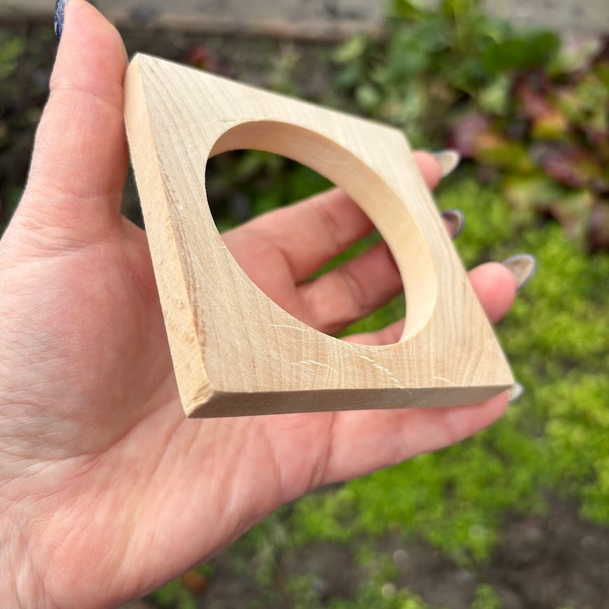 Square Bracelet Blank 10mm Thick, Unfinished Linden Wood Bangle for Crafting and DIY Jewelry