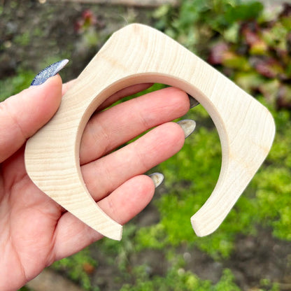 10 mm Rounded Square Bangle Blank with Cut Corner, Unfinished Linden Wood Bracelet Base, Natural Jewelry Making Supply