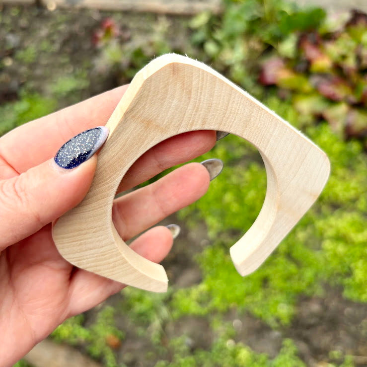 10 mm Rounded Square Bangle Blank with Cut Corner, Unfinished Linden Wood Bracelet Base, Natural Jewelry Making Supply
