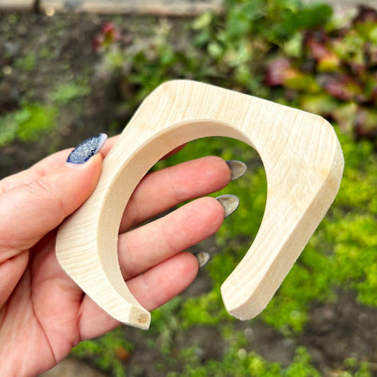 10 mm Rounded Square Bangle Blank with Cut Corner, Unfinished Linden Wood Bracelet Base, Natural Jewelry Making Supply