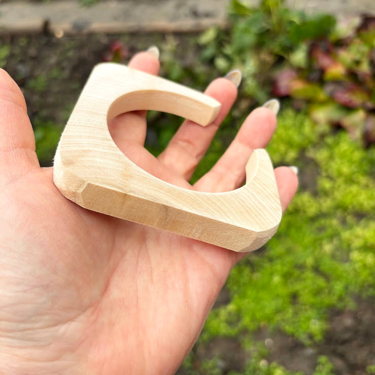 10 mm Rounded Square Bangle Blank with Cut Corner, Unfinished Linden Wood Bracelet Base, Natural Jewelry Making Supply