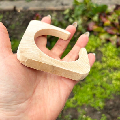 10 mm Rounded Square Bangle Blank with Cut Corner, Unfinished Linden Wood Bracelet Base, Natural Jewelry Making Supply