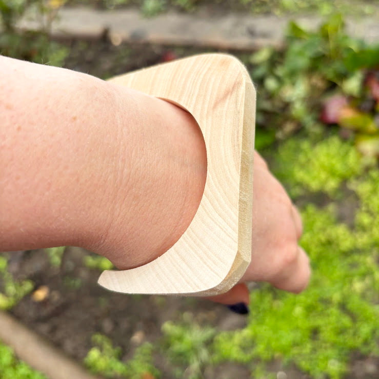 10 mm Rounded Square Bangle Blank with Cut Corner, Unfinished Linden Wood Bracelet Base, Natural Jewelry Making Supply