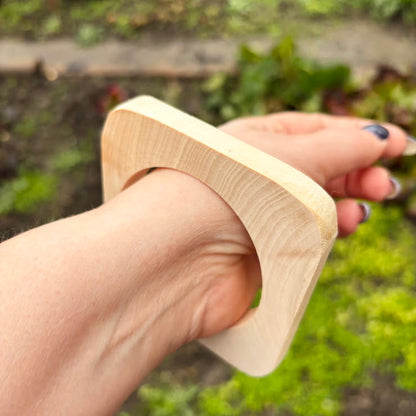 10 mm Rounded Square Bangle Blank with Cut Corner, Unfinished Linden Wood Bracelet Base, Natural Jewelry Making Supply