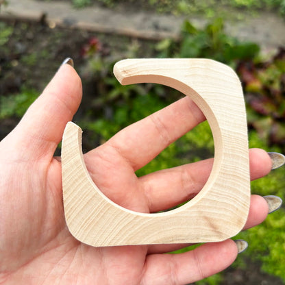 10 mm Rounded Square Bangle Blank with Cut Corner, Unfinished Linden Wood Bracelet Base, Natural Jewelry Making Supply