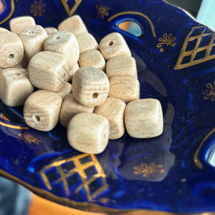 Beech Wood Cube Beads 13mm, Natural Wooden Craft Supplies, Unfinished Square Wood Beads for Jewelry, DIY & Macrame Projects