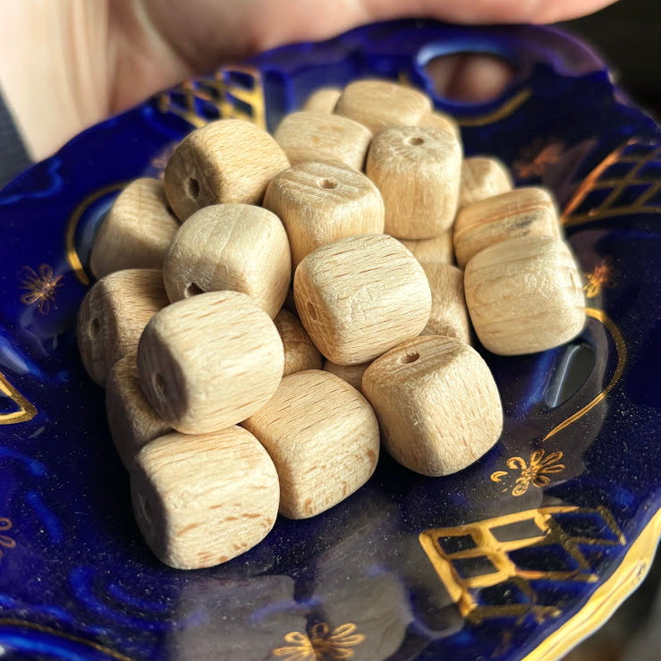 Beech Wood Cube Beads 15 mm, Natural Wooden Craft Supplies, Unfinished Square Wood Beads for Jewelry, DIY & Macrame Projects (Copy)