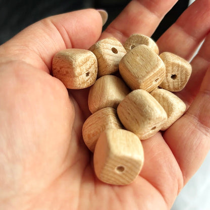 Beech Wood Cube Beads 15 mm, Natural Wooden Craft Supplies, Unfinished Square Wood Beads for Jewelry, DIY & Macrame Projects (Copy)