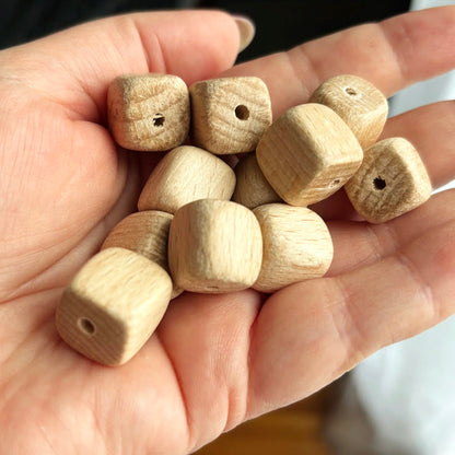 Beech Wood Cube Beads 15 mm, Natural Wooden Craft Supplies, Unfinished Square Wood Beads for Jewelry, DIY & Macrame Projects (Copy)