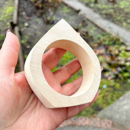 Handmade Unfinished Wooden Bangle 25 mm Wide, Linden Wood Bracelet Blank for Painting, Resin Art, Macrame and DIY Jewelry