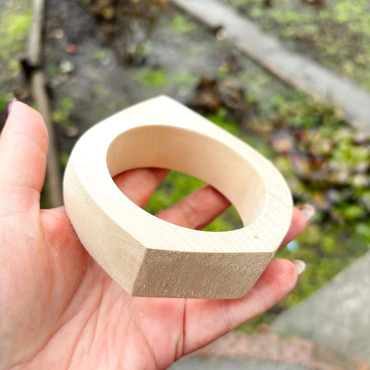Handmade Unfinished Wooden Bangle 25 mm Wide, Linden Wood Bracelet Blank for Painting, Resin Art, Macrame and DIY Jewelry