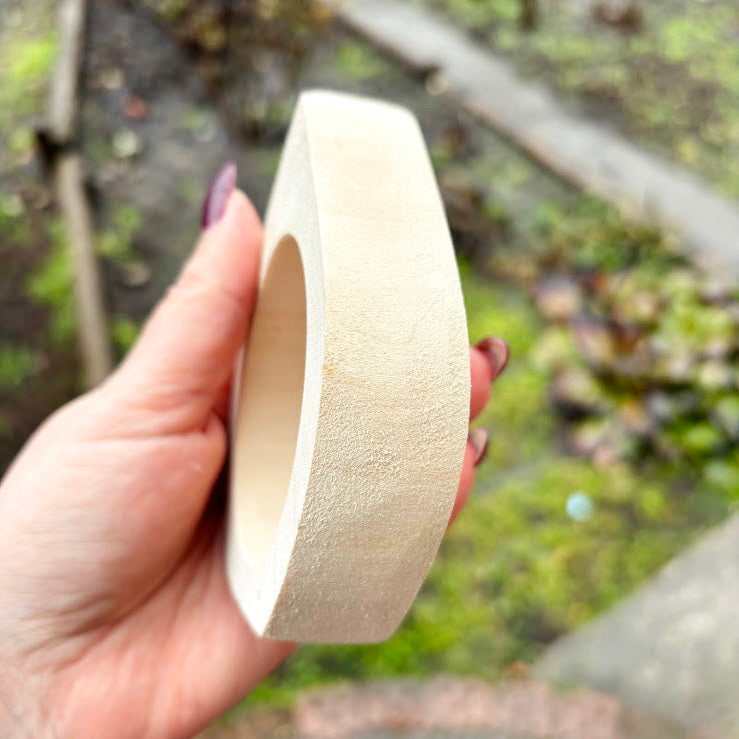 Handmade Unfinished Wooden Bangle 25 mm Wide, Linden Wood Bracelet Blank for Painting, Resin Art, Macrame and DIY Jewelry