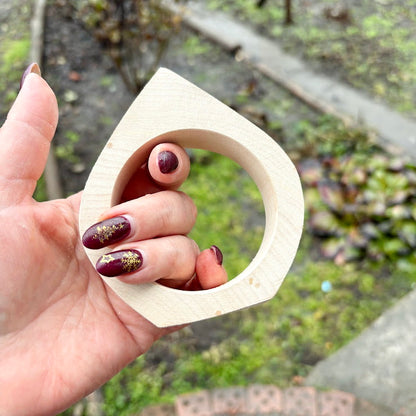 Handmade Unfinished Wooden Bangle 25 mm Wide, Linden Wood Bracelet Blank for Painting, Resin Art, Macrame and DIY Jewelry