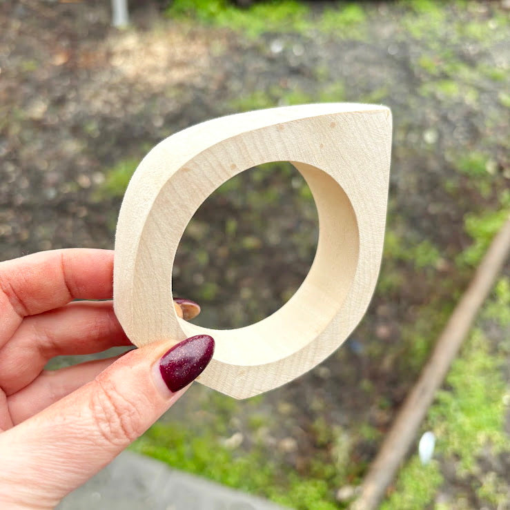 Handmade Unfinished Wooden Bangle 25 mm Wide, Linden Wood Bracelet Blank for Painting, Resin Art, Macrame and DIY Jewelry