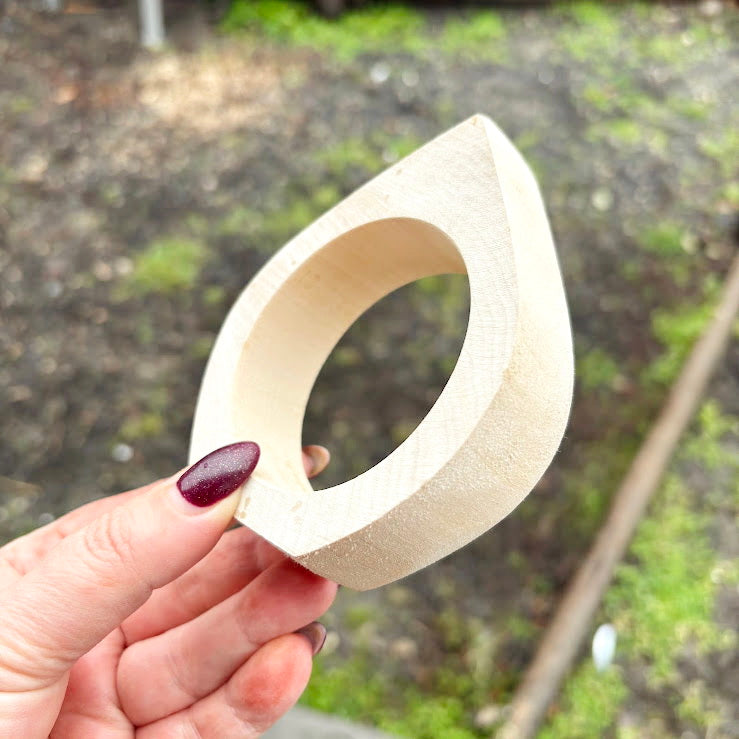 Handmade Unfinished Wooden Bangle 25 mm Wide, Linden Wood Bracelet Blank for Painting, Resin Art, Macrame and DIY Jewelry