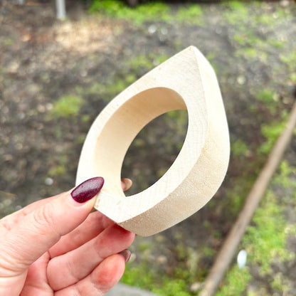 Handmade Unfinished Wooden Bangle 25 mm Wide, Linden Wood Bracelet Blank for Painting, Resin Art, Macrame and DIY Jewelry