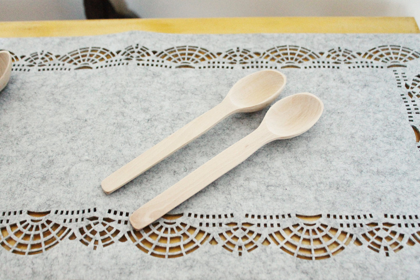 Set of 2 handmade wooden spoons - 7.9 inches - natural eco friendly - made of beech wood