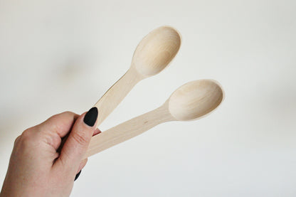 Set of 2 handmade wooden spoons - 7.9 inches - natural eco friendly - made of beech wood