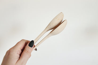 Set of 2 handmade wooden spoons - 7.9 inches - natural eco friendly - made of beech wood