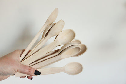 Set of 2 handmade wooden spoons - 7.9 inches - natural eco friendly - made of beech wood