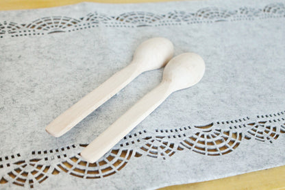 Set of 2 handmade wooden spoons - 7.9 inches - natural eco friendly - made of beech wood