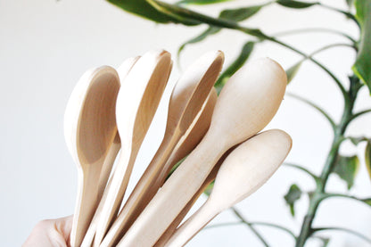 Set of 2 handmade wooden spoons - 7.9 inches - natural eco friendly - made of beech wood