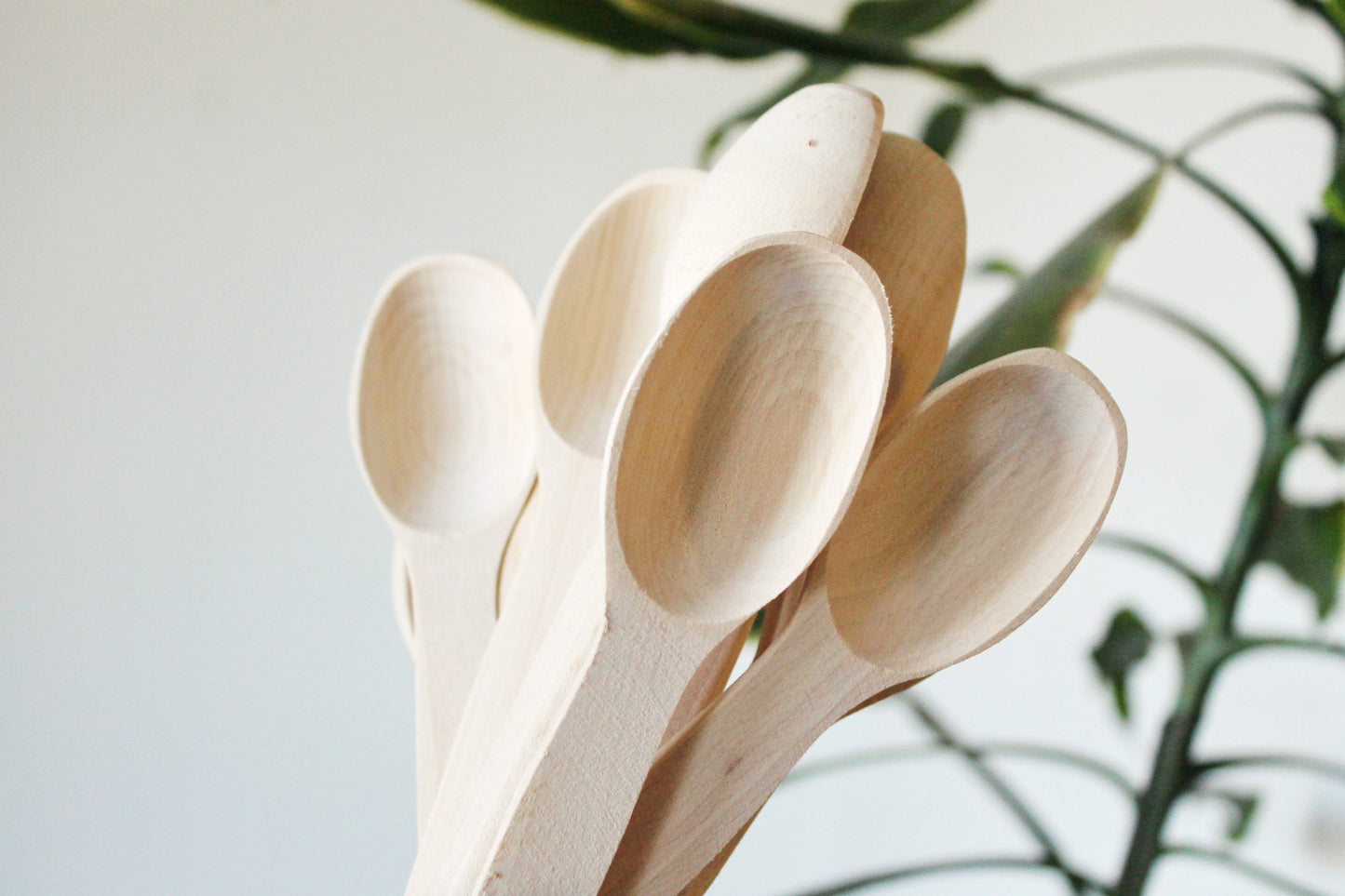 Set of 2 handmade wooden spoons - 7.9 inches - natural eco friendly - made of beech wood