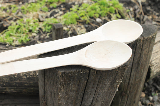 Set of 2 handmade wooden spoons - 9.8 inches - natural eco friendly - made of beech wood