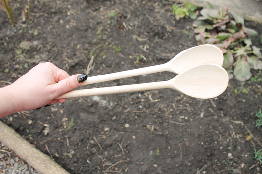 Set of 2 handmade wooden spoons - 13.4 inches - natural eco friendly - made of beech wood