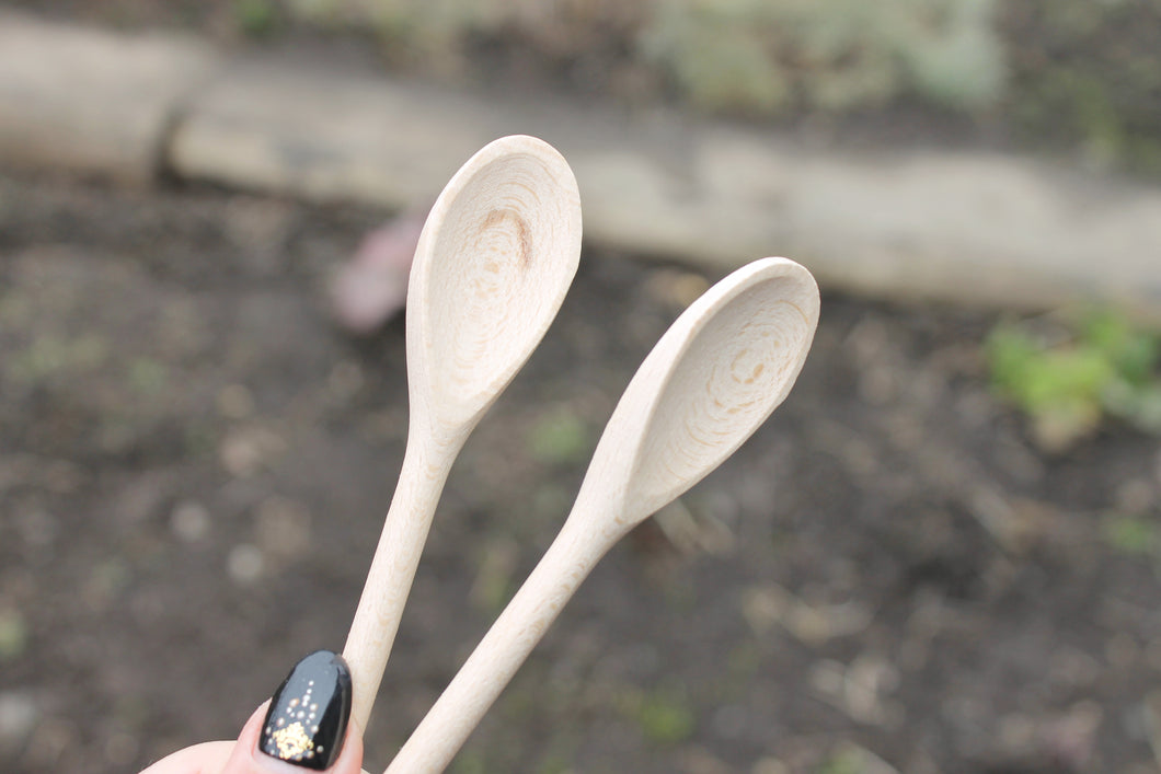 Set of 2 handmade wooden spoons - 6.3 inches - natural eco friendly - made of beech wood