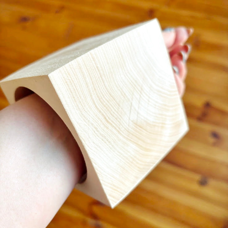 Large 90mm (3.54") Square Linden Wood Bangle – 68mm (2.68") or 75mm (2.95") Inner Diameter – Unfinished Natural Blank
