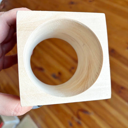 Large 90mm (3.54") Square Linden Wood Bangle – 68mm (2.68") or 75mm (2.95") Inner Diameter – Unfinished Natural Blank