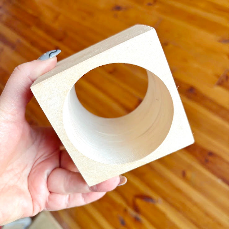 Large 90mm (3.54") Square Linden Wood Bangle – 68mm (2.68") or 75mm (2.95") Inner Diameter – Unfinished Natural Blank