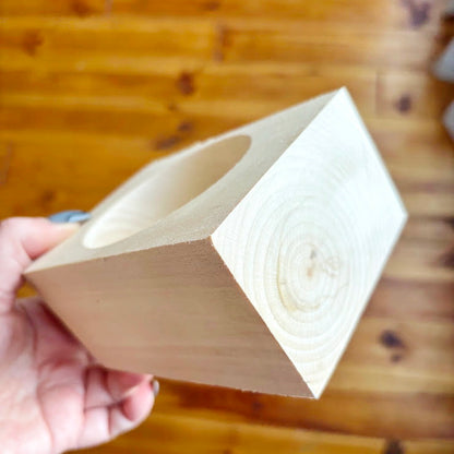 Chunky Brick Wood Bracelet Blank, Huge Square Linden Bangle for DIY Crafts, Large Geometric Wood Jewelry Supply. Opening - 68mm/75mm