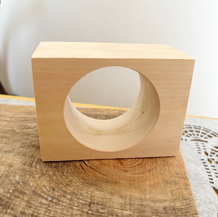 Chunky Brick Wood Bracelet Blank, Huge Square Linden Bangle for DIY Crafts, Large Geometric Wood Jewelry Supply. Opening - 68mm/75mm