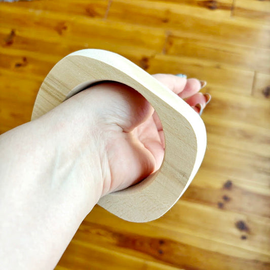 Chunky Rounded Wood Bracelet Blank, Organic Brick Shape Linden Bangle for DIY, Large Statement Jewelry Supply. Opening - 68mm/75mm