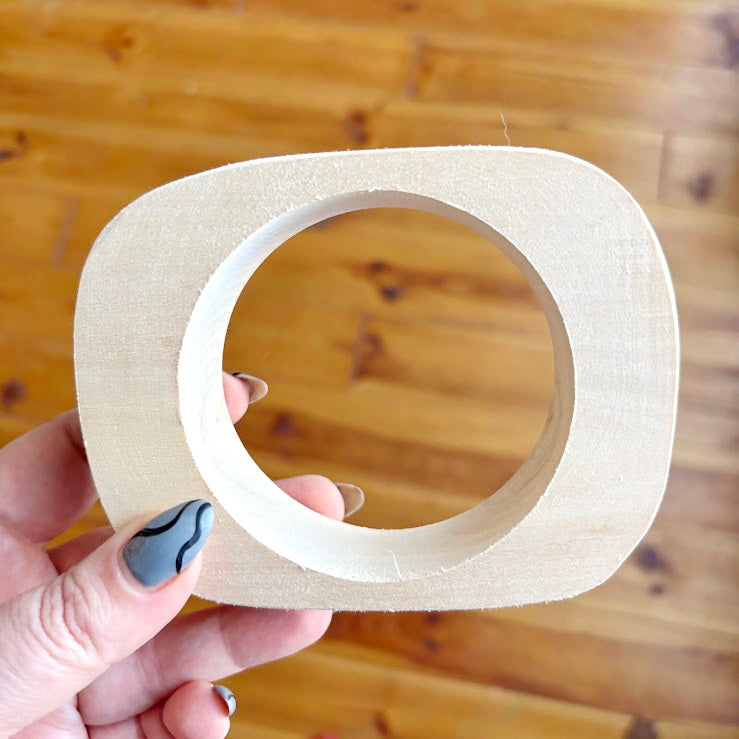 Chunky Rounded Wood Bracelet Blank, Organic Brick Shape Linden Bangle for DIY, Large Statement Jewelry Supply. Opening - 68mm/75mm