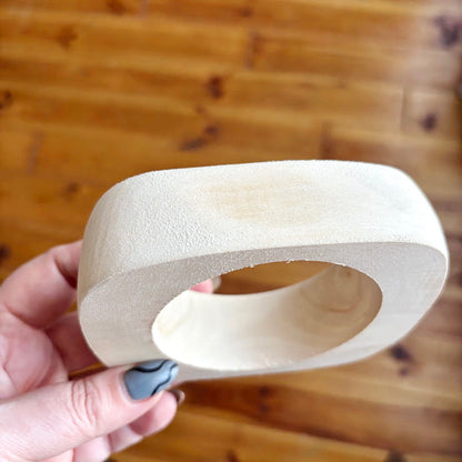 Chunky Rounded Wood Bracelet Blank, Organic Brick Shape Linden Bangle for DIY, Large Statement Jewelry Supply. Opening - 68mm/75mm